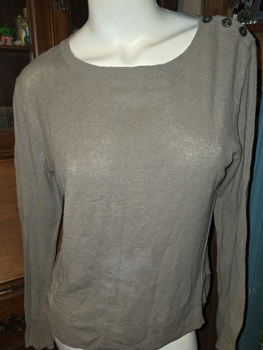 Sigrid Olsen Button-Shoulder Knit Sweater